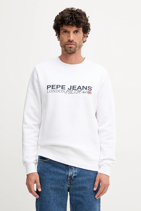 Pepe Jeans bluza męska kolor biały z nadrukiem PM5800029