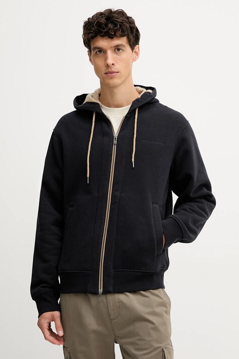 Armani Exchange bluza męska kolor granatowy z kapturem gładka XM001026 AF16279