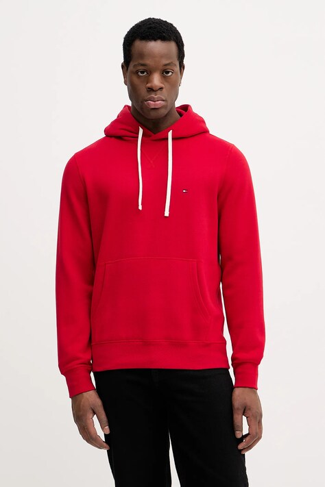 Dukserica Tommy Hilfiger boja: bordo, s kapuljačom, bez uzorka, MW0MW39997