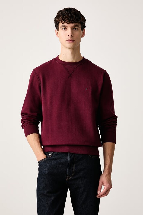 Tommy Hilfiger Bluza męska z bawełną bordowa MW0MW40000