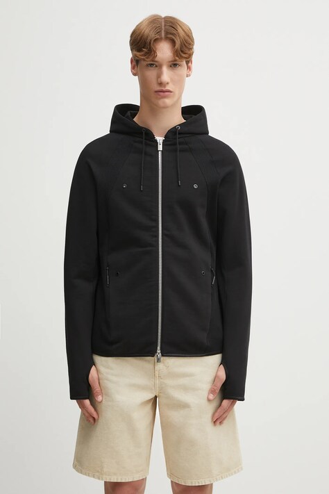 Heliot Emil felpa in cotone uomo colore nero con cappuccio PREAW25_M_08_079_BLK01