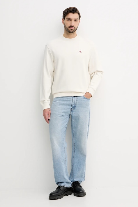 Bavlnená mikina Calvin Klein Jeans zelená farba, jednofarebná, LV04RC296G