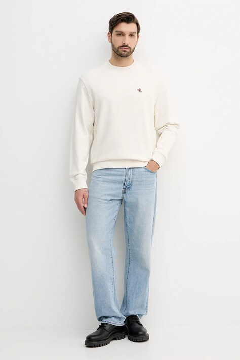 Bavlnená mikina Calvin Klein Jeans zelená farba, jednofarebná, LV04RC296G