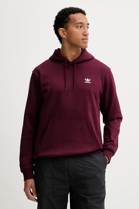 adidas Originals bluză Essentials culoarea bordo, cu glugă, uni, HY2079