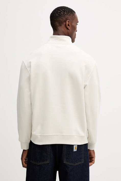 Bavlněná mikina Calvin Klein Jeans pánská, béžová barva, s aplikací, LV04RD244G
