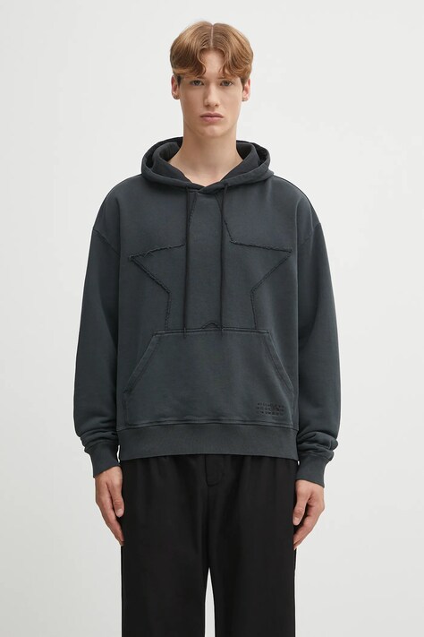 MM6 Maison Margiela bluza bawełniana męska kolor czarny z kapturem gładka SH2GU0022.M25024.899