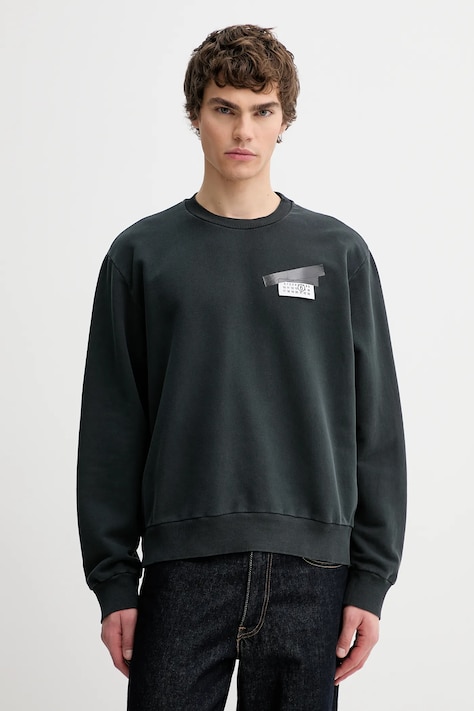 Памучен суичър MM6 Maison Margiela мъжки в черно с изчистен дизайн SH2GU0025.M25024.899