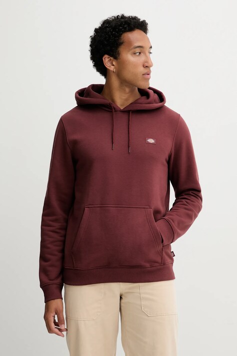 Dickies bluza męska kolor bordowy z kapturem gładka DK0A4XCD