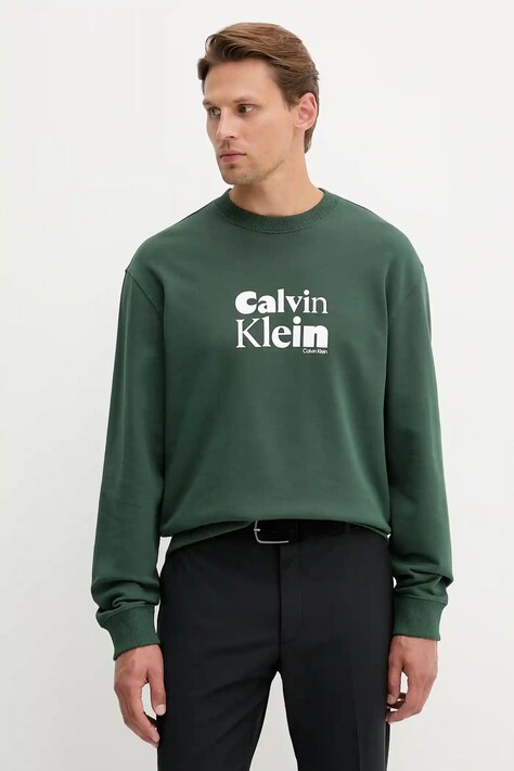 Бавовняна кофта Calvin Klein колір зелений з принтом LV04LD242G