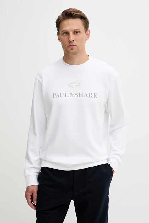 Paul&Shark bluza męska kolor biały z aplikacją 15311845