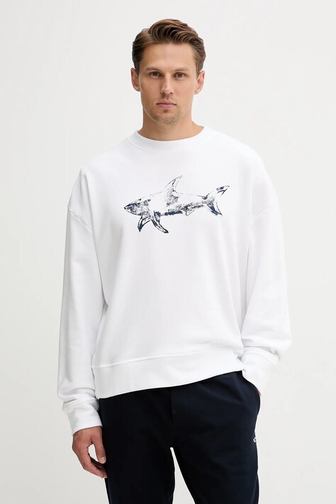 Paul&Shark bluza bawełniana Knitwear męska kolor biały z nadrukiem 15311848