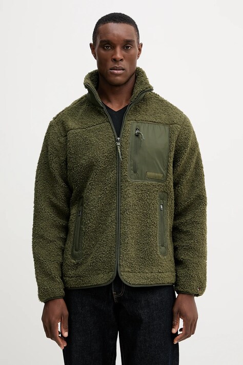 Флисовая кофта Tommy Hilfiger цвет зелёный однотонная MW0MW40420
