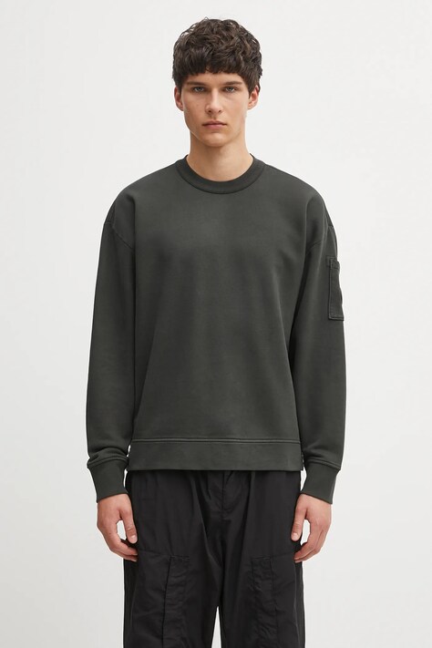 C.P. Company bluza bawełniana męska kolor zielony gładka 19CMSS058A006372G