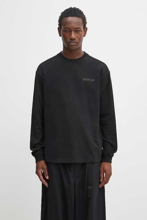 Napapijri pamut hosszúujjú S-Coldirai fekete, nyomott mintás, NP0A88YC9411