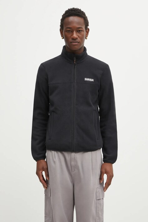Napapijri bluza polarowa T-Dergana męska kolor czarny gładka NP0A88V19411