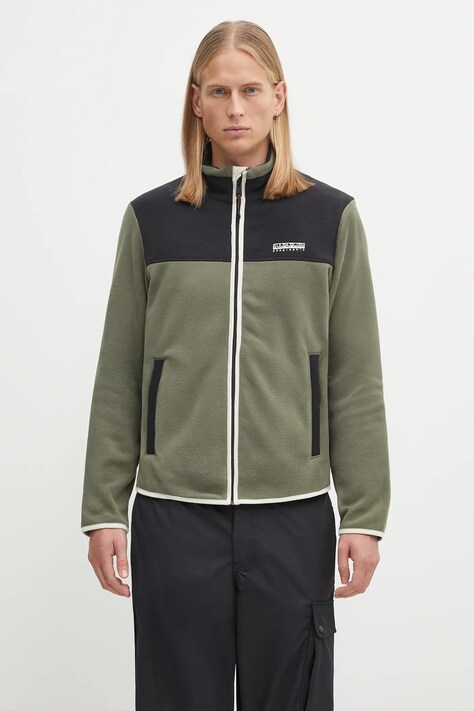 Napapijri bluza polarowa T-Dergana męska kolor zielony wzorzysta NP0A88V1G0A1