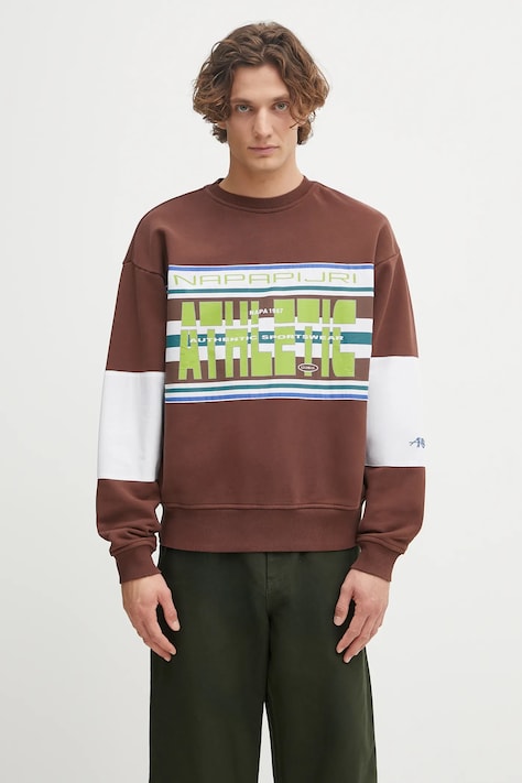 Βαμβακερή μπλούζα Napapijri x Martine Rose χρώμα: καφέ, NP0A4I4ZWT11