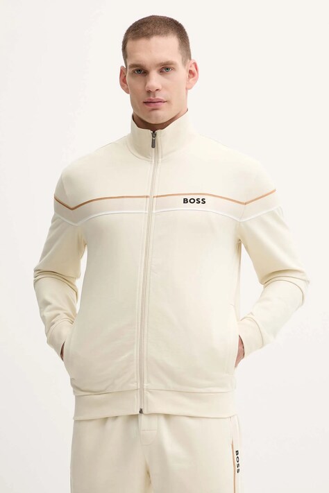 BOSS bluza bawełniana męska kolor beżowy z aplikacją 50550612