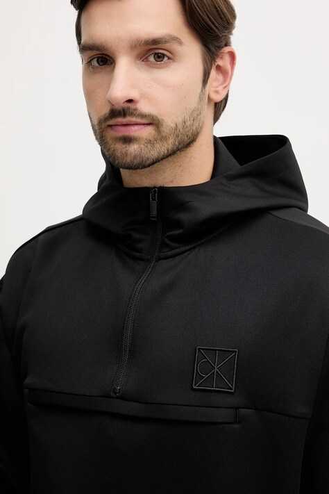 Calvin Klein bluza męska kolor czarny z kapturem gładka LV04RD212G