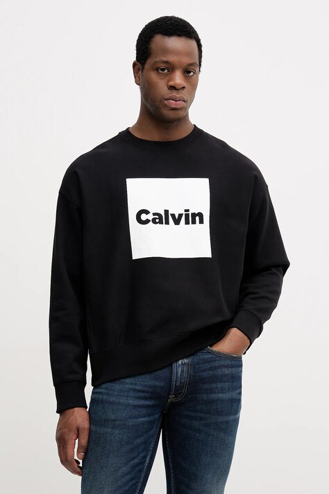 Mikina Calvin Klein Jeans pánská, černá barva, s potiskem, LV04RD216G
