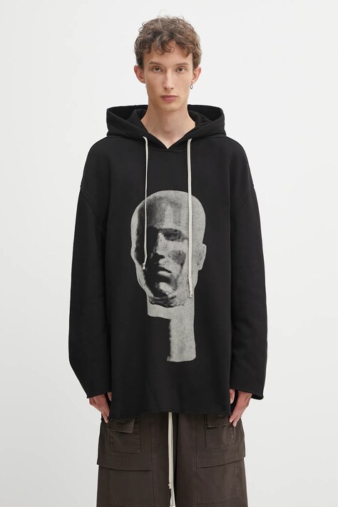 Rick Owens DRKSHDW cotton sweatshirt Peter black color hooded with a print DU02E7280.FEP1P
