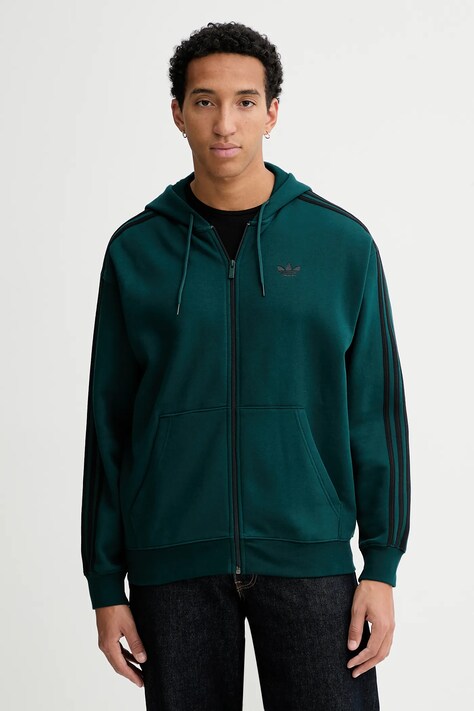 adidas Originals bluza Baggy męska kolor zielony z kapturem z aplikacją JX1549