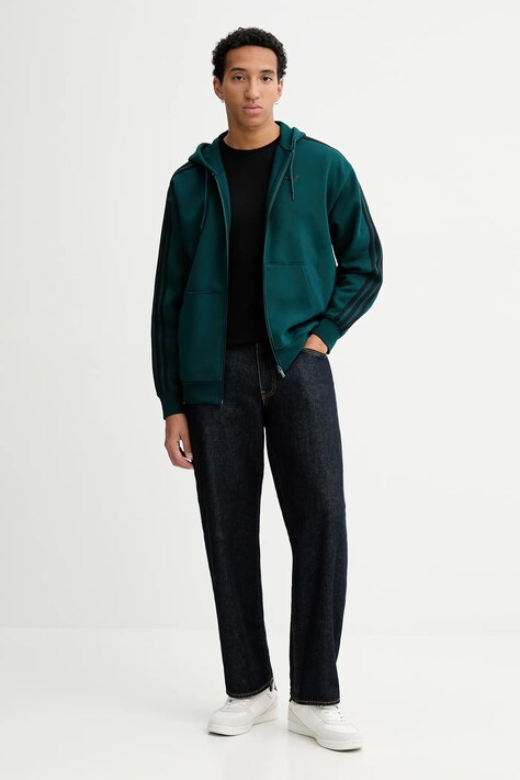 adidas Originals bluza Baggy męska kolor zielony z kapturem z aplikacją JX1549