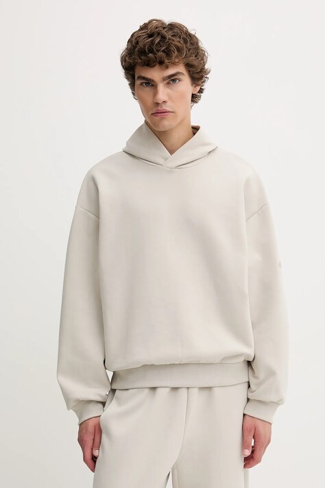 adidas bluza Soft Lux męska kolor beżowy z kapturem gładka KB8088