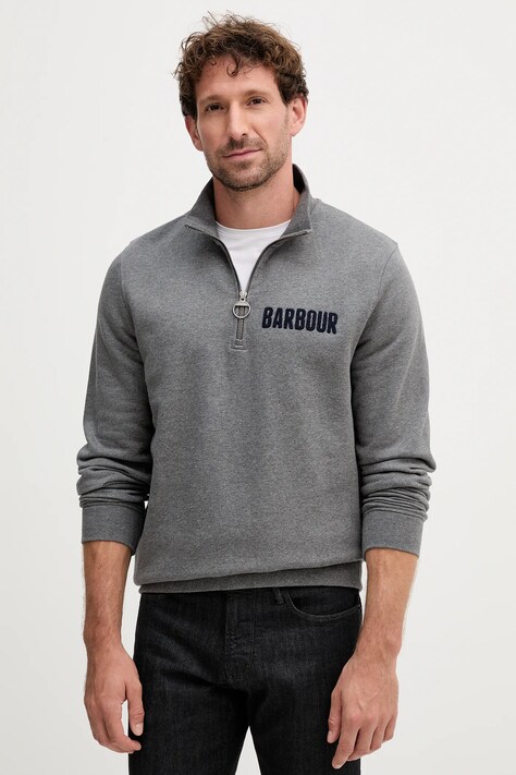 Barbour bluza bawełniana męska kolor szary z aplikacją MOL0640