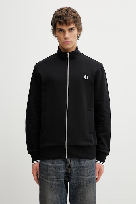 Fred Perry bluza bawełniana męska kolor czarny gładka J1327