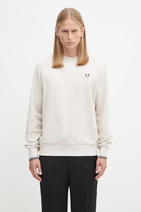 Fred Perry bluza bawełniana męska kolor beżowy melanżowa M7535