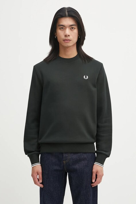 Fred Perry bluza bawełniana męska kolor zielony melanżowa M7535
