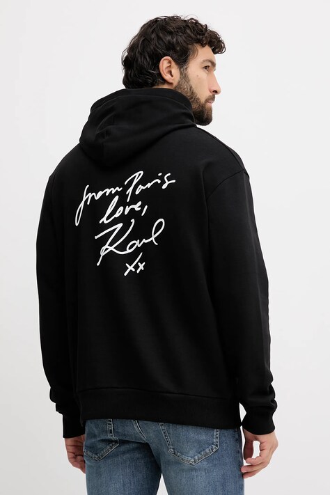 Karl Lagerfeld bluza bawełniana Karl Lagerfeld x Paris Hilton męska kolor czarny z kapturem z nadrukiem 554917.705420