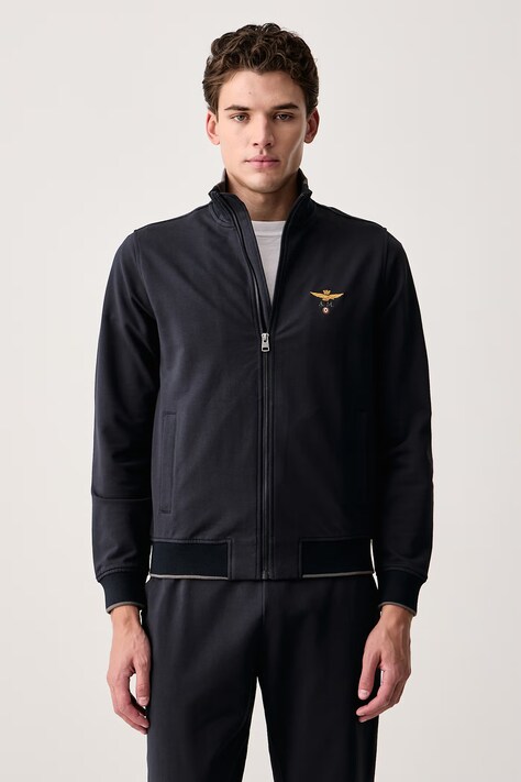 Aeronautica Militare Bluza rozpinana męska bawełniana z elastanem granatowa FE1956UF00459