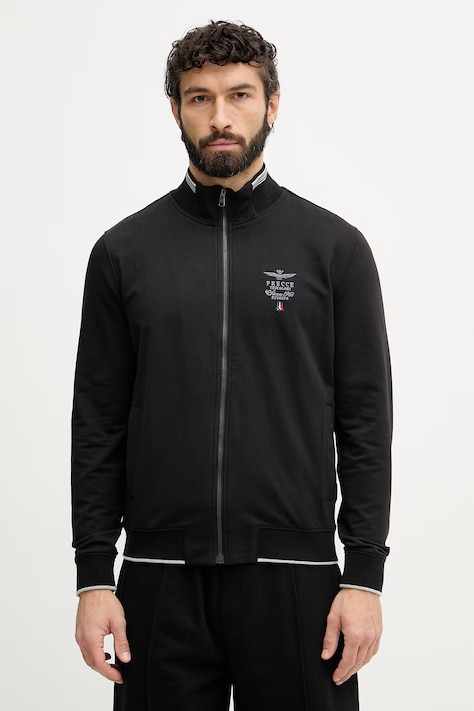 Aeronautica Militare кофта на застібці чоловіча бавовняна з еластаном чорна FE1956UF00459