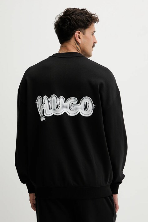 Hugo Blue felpa in cotone uomo colore nero con cappuccio 50549778