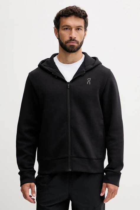 ON running bluza treningowa Focus Tech męska kolor czarny z kapturem z nadrukiem 1MF30300553