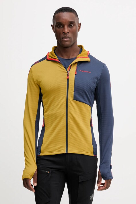 Кофта outdoor LA Sportiva Chill Thermal колір зелений з капюшоном однотонна ZAHF017