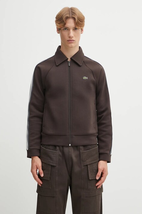 Lacoste bluza męska kolor brązowy z aplikacją SH5927
