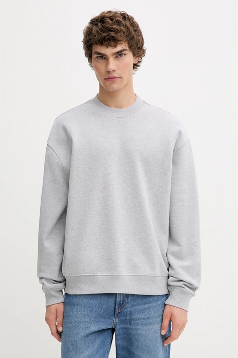Памучен суичър AllSaints MILO мъжки в сиво с принт M008ND