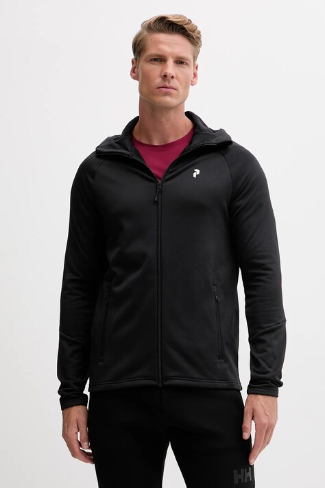 Peak Performance bluză Rider culoarea negru, cu glugă, cu imprimeu, G80573