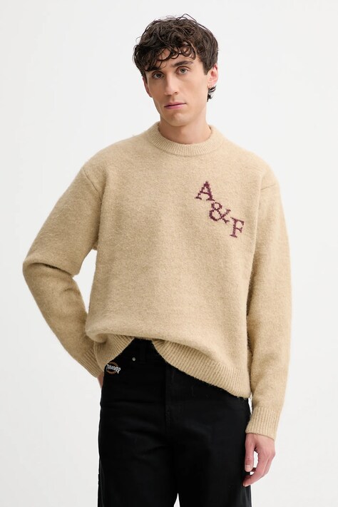 Abercrombie & Fitch sweter męski kolor beżowy KI120-5181-118