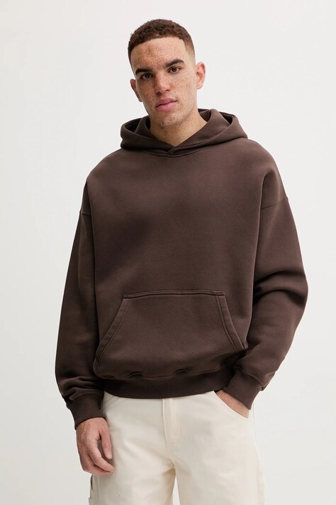 Abercrombie & Fitch bluza męska kolor brązowy z kapturem gładka KI122-5453-530