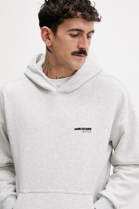 Abercrombie & Fitch bluza męska kolor szary z kapturem melanżowa KI122-5519-112