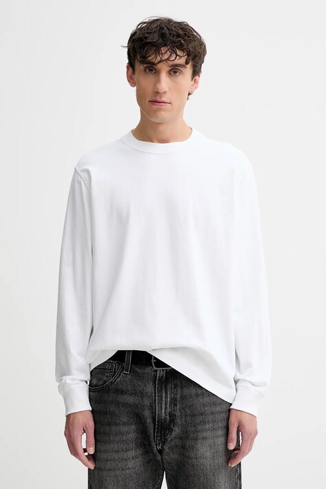 Abercrombie & Fitch longsleeve bawełniany kolor biały gładki KI124-5555-100