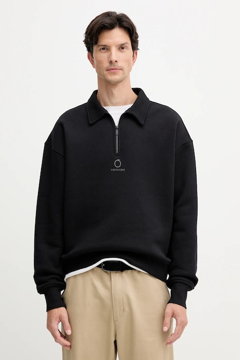 Trussardi bluza bawełniana męska kolor czarny z nadrukiem G8018000020N