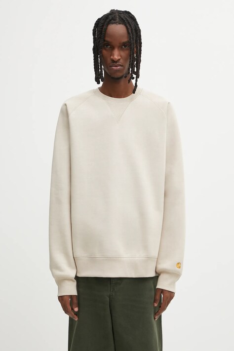 Carhartt WIP bluza Chase Sweat męska kolor beżowy gładka I033660.38AXX
