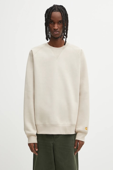 Кофта Carhartt WIP Chase Sweat колір бежевий однотонна I033660.38AXX