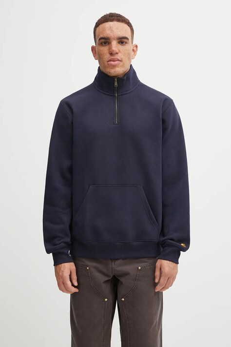 Dukserica Carhartt WIP Chase Neck Zip Sweat boja: tamno plava, bez uzorka, I033665.00HXX