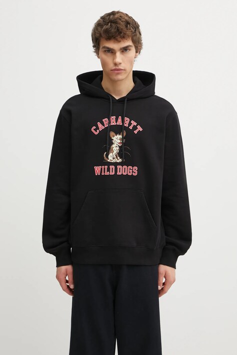 Carhartt WIP bluza bawełniana Hooded Wild Dog Sweat męska kolor czarny z kapturem I035625.89XX